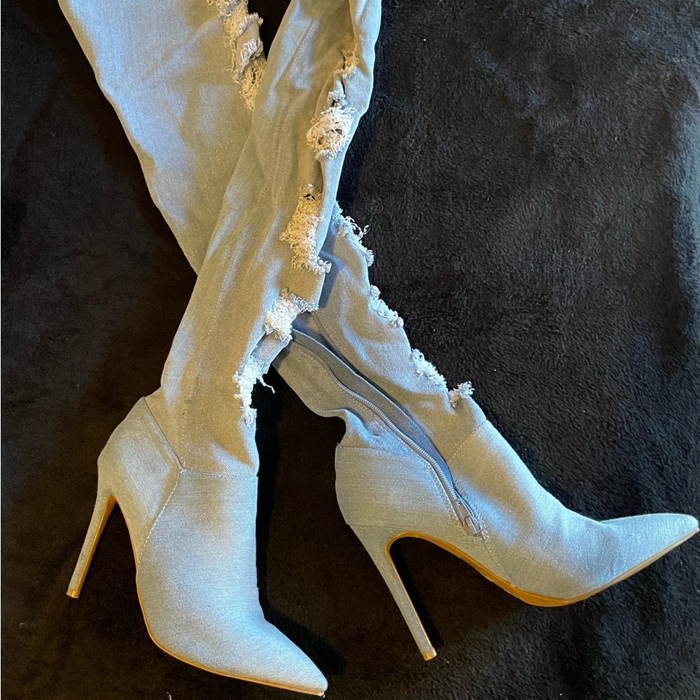 Jean Thigh High Heals